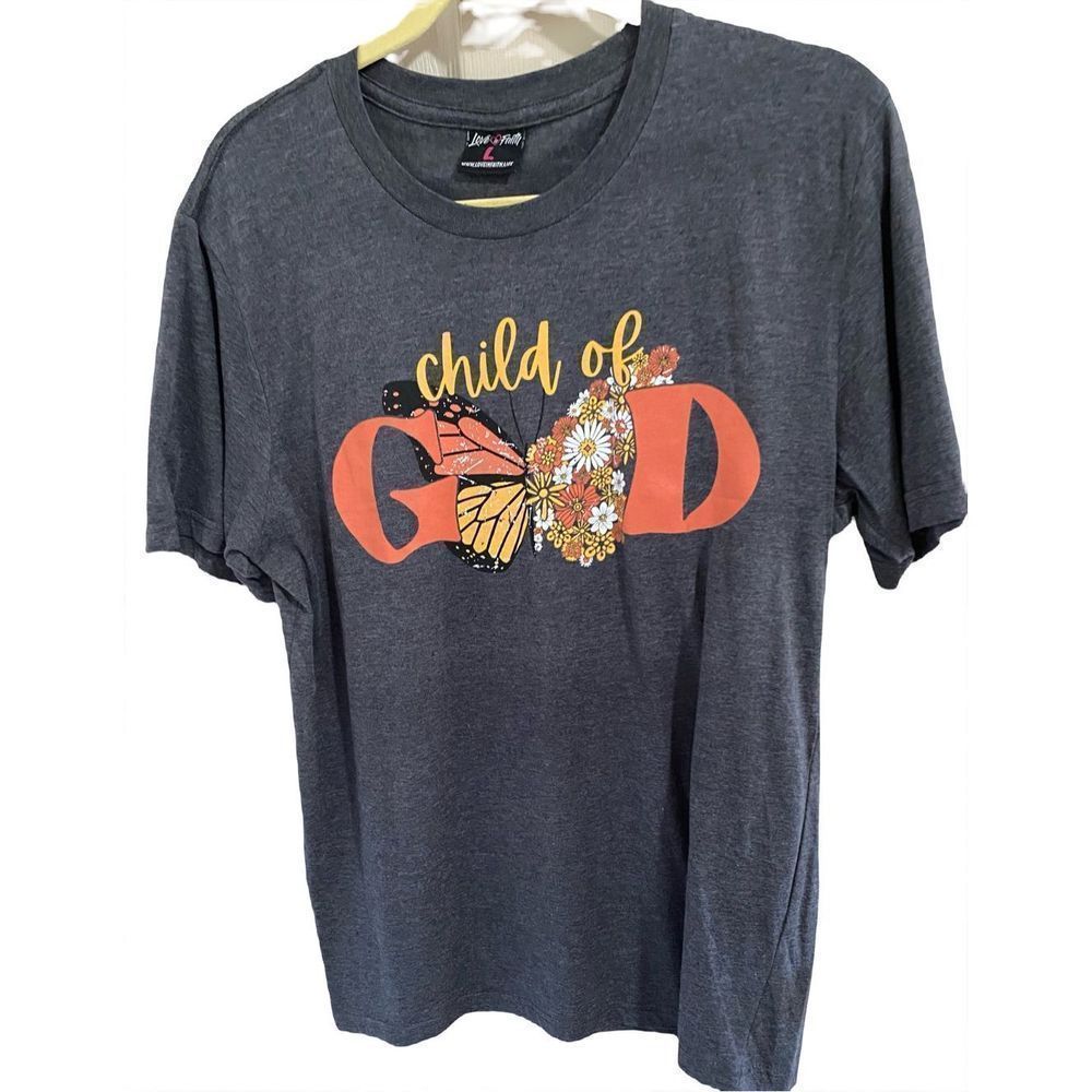 Pre-Owned Child Of God Butterfly Graphic T-Shirt Size Large